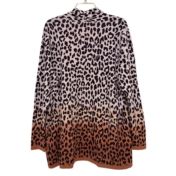 Land’s End 1X Open Front Leopard Ombre Cardigan Sweater with Pockets - Picture 6 of 6